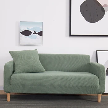 

Universal Elastic Knitted Thicken Sofa Cover Living Room Solid Color Slipcover Household Sofa Fully-Wrapped Cover Decor
