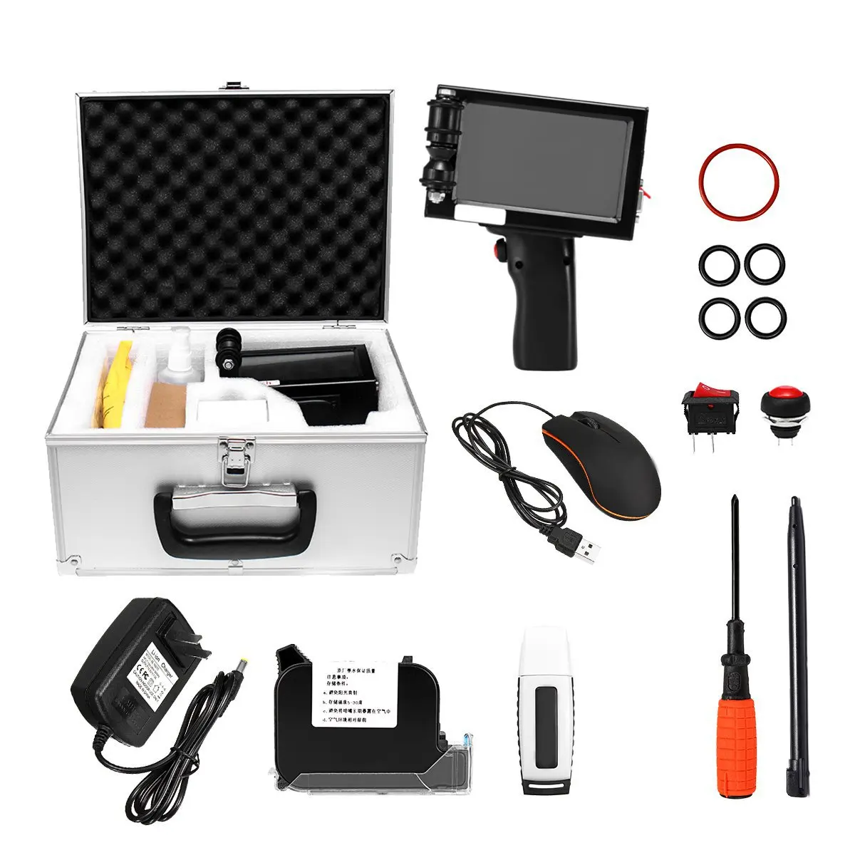 

600DPI LED Screen Handheld Smart Date Coder Inkjet Printer Ink Coding Machine