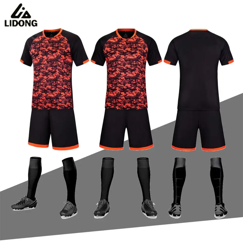 

new Digital printing Soccer Jerseys Set Men Kids Football kit Training Suits Uniform camisa de futebol Fluorescent black t shirt