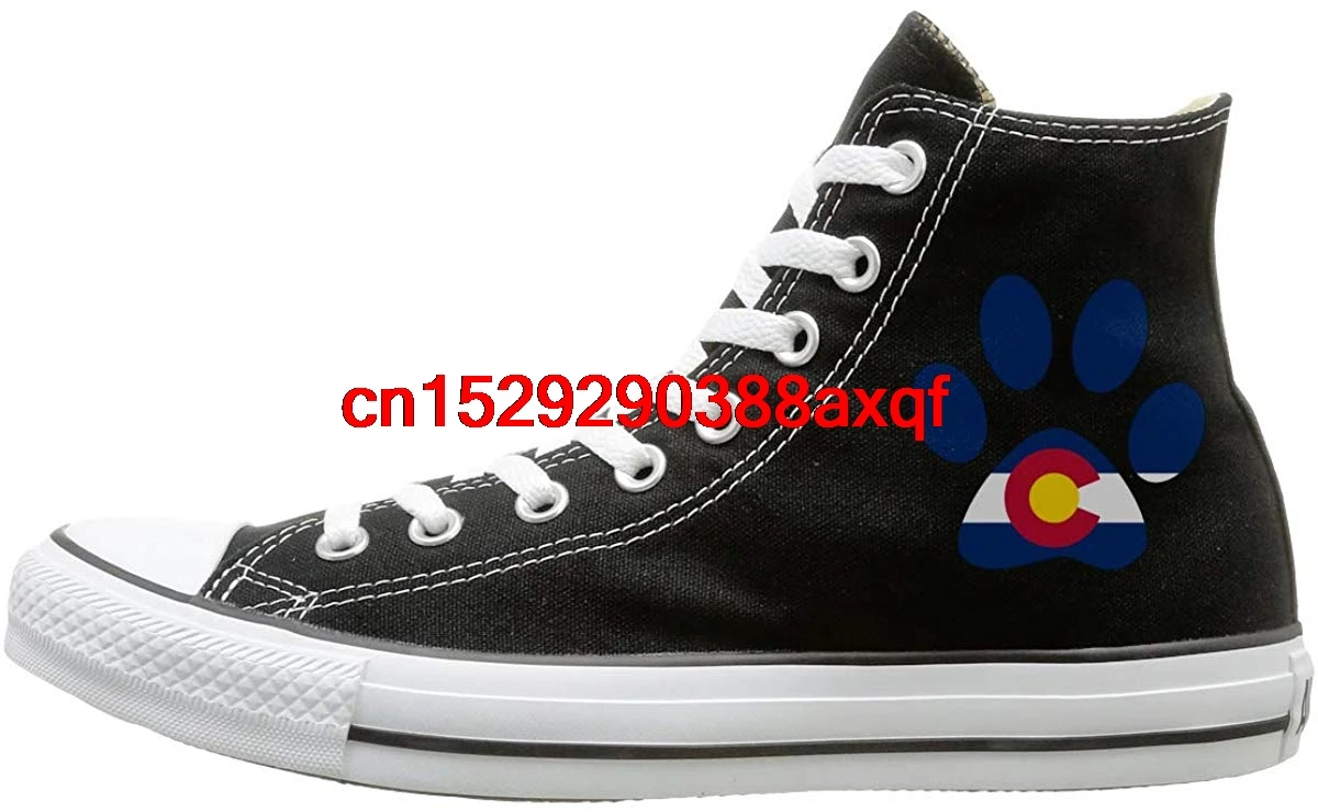 

Canvas Shoes Colorado Flag Paw Print Fashion High-Top Lace Ups Sneaker For Unisex