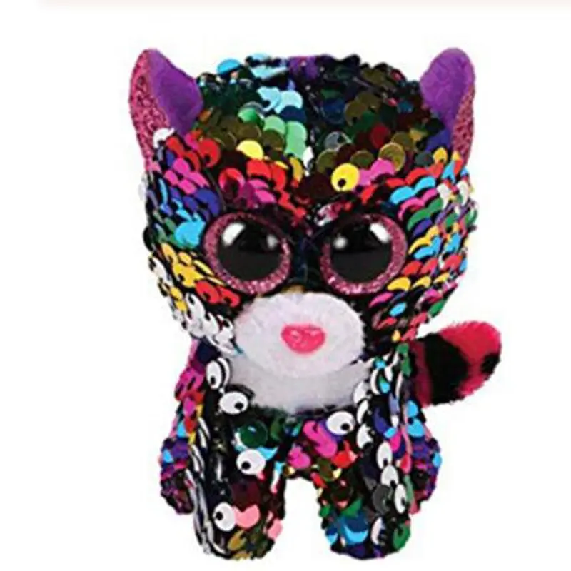 Sequin Leopard Ty плюшевый Кукла в виде животных с блестками мягкая плюшевая кошка сова лиса кролик Единорог Фламинго овечка Дракон Собака игрушечные Пингвины " 15 см - Цвет: Sequin Leopard