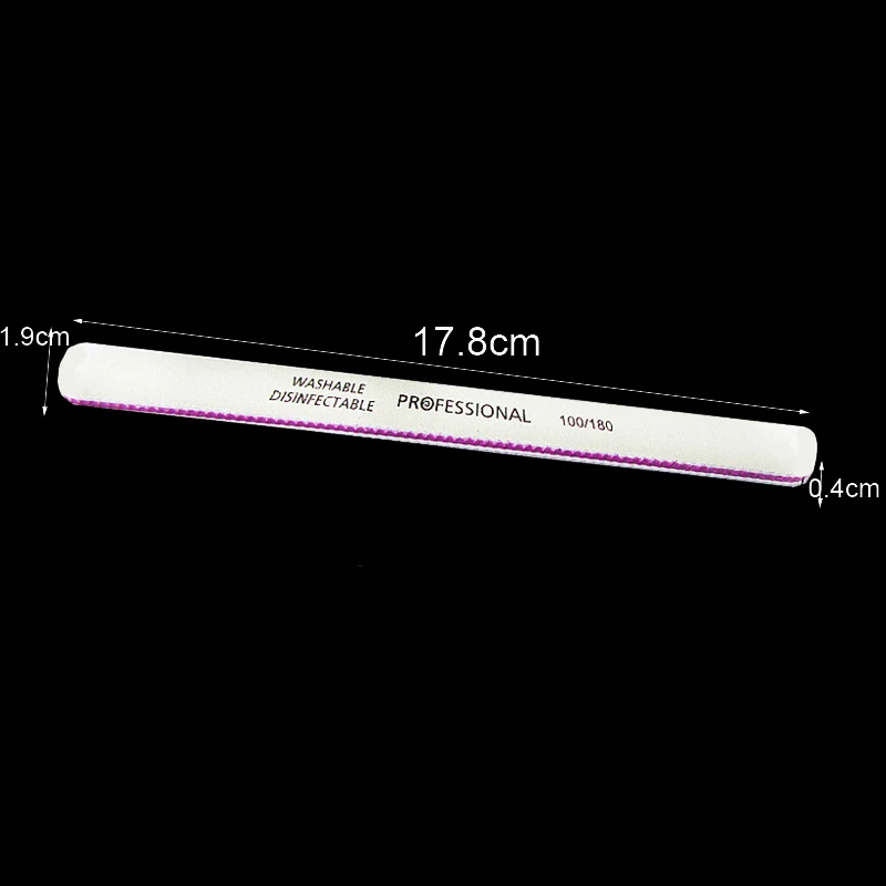 50pcs Professional Nail Files 100 180 Sandpaper White Straight Type Nail Buffer Block Emery Board Washable Manicure Nail Tools