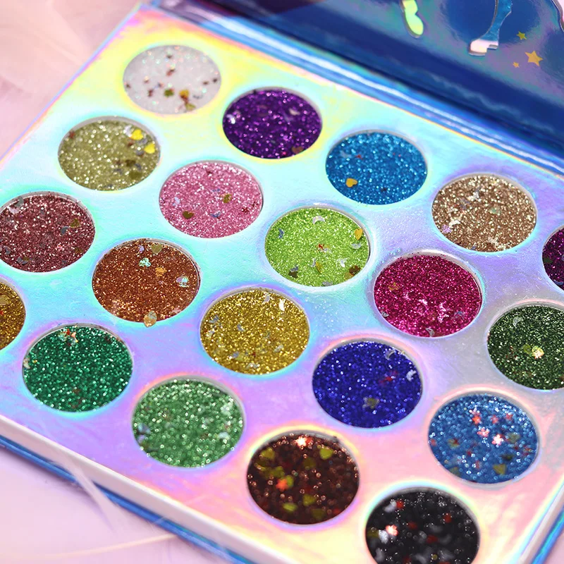 Charm Unicorn 20 Colors Sequins Eyeshadow Palette Summer Stage Makeup Glitter Powder High Pigment Glitter Eye Shadow Make Up - Цвет: Multi-Colored