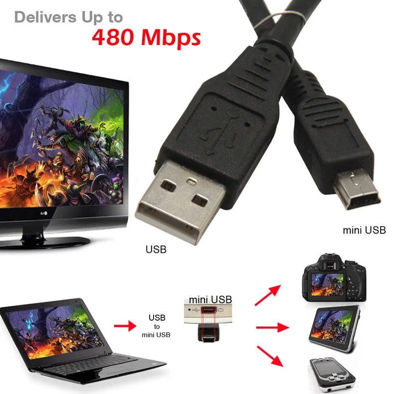 3 метра 2,0 Мини USB Кабель зарядного устройства Шнур для sony PS3 контроллер Чистая медь FKU66