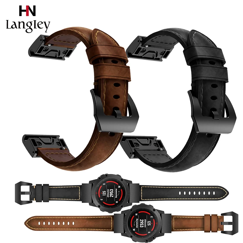 Кожаный ремешок Crazy horse для Garmin fenix 5/5x/5S ремешок 20 мм 22 мм 26 мм сменные браслеты из высококачественной натуральной кожи