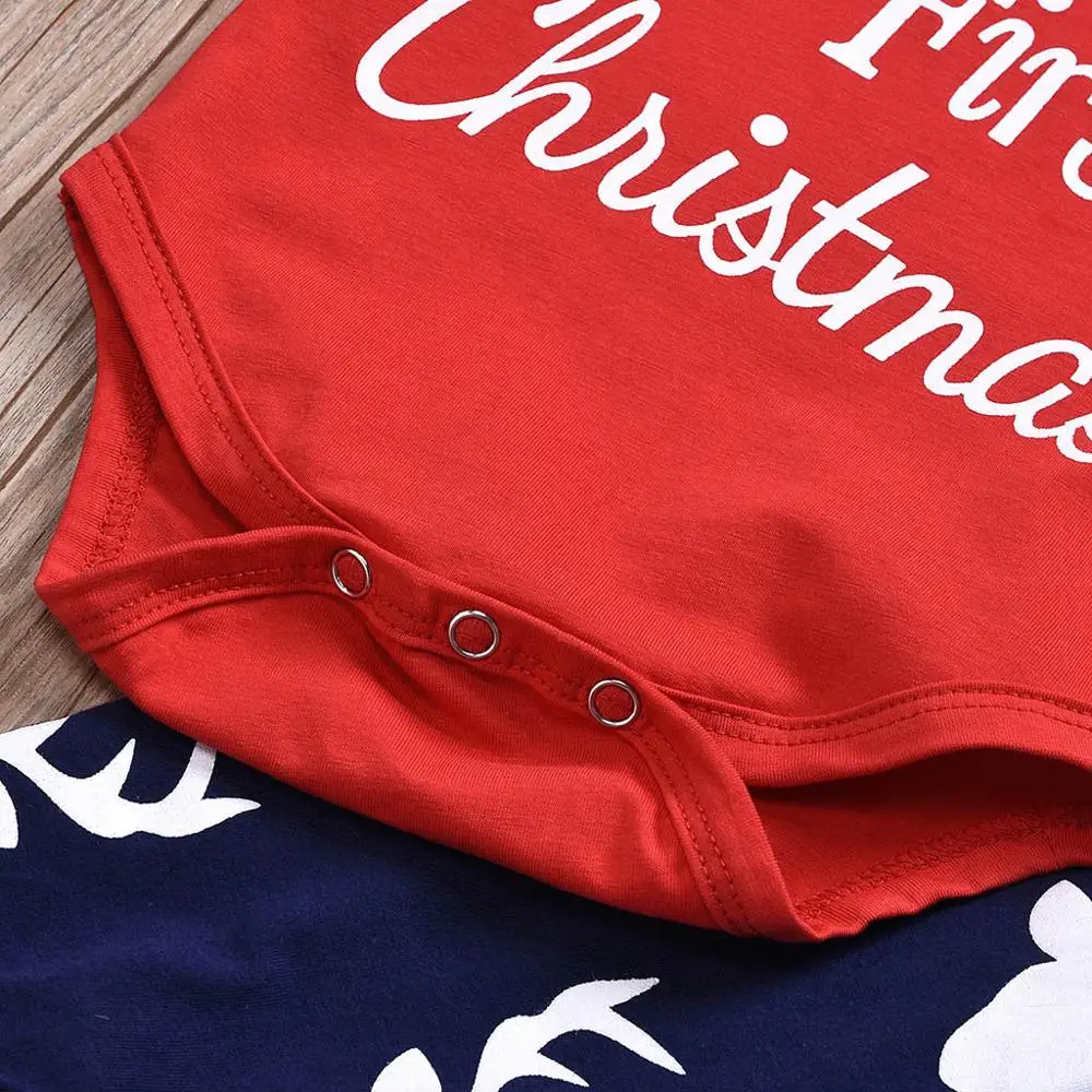 My first christmas/комплект из 3 предметов для маленьких мальчиков и девочек, комбинезон с длинными рукавами и надписью «My first Christmas»+ штаны с оленями для новорожденных, 4