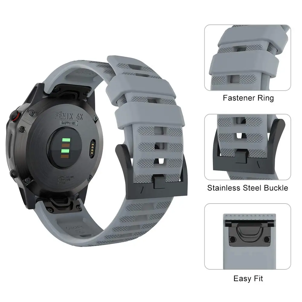 26 мм быстросъемный силиконовый ремешок для наручных часов для Garmin Fenix 6X/5X/Fenix 3/3HR ремешок для наручных часов