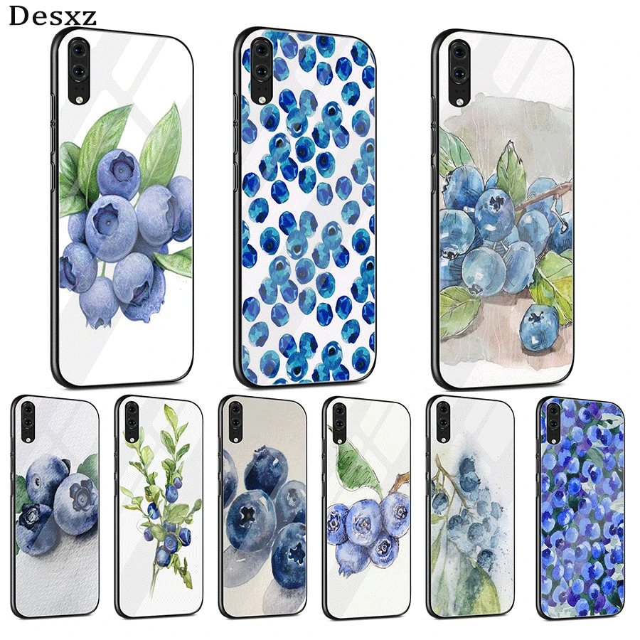 Чехол для телефона стекло для huawei P30 P20 P10 Honor 10 8X Y6 Y9 mate 20 Lite Pro P Smart Cover Blueberry