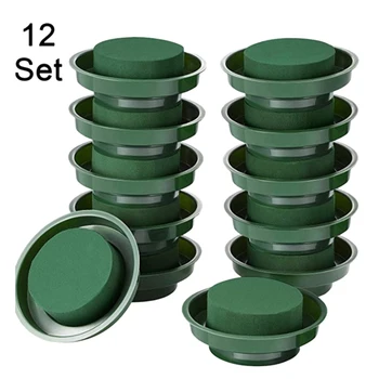 

12pcs Single Bowl Green Home Garden Brick Block Flower Arrangement Kit Bouquet Wedding Aisle Round Floral Foam Table Centerpiece