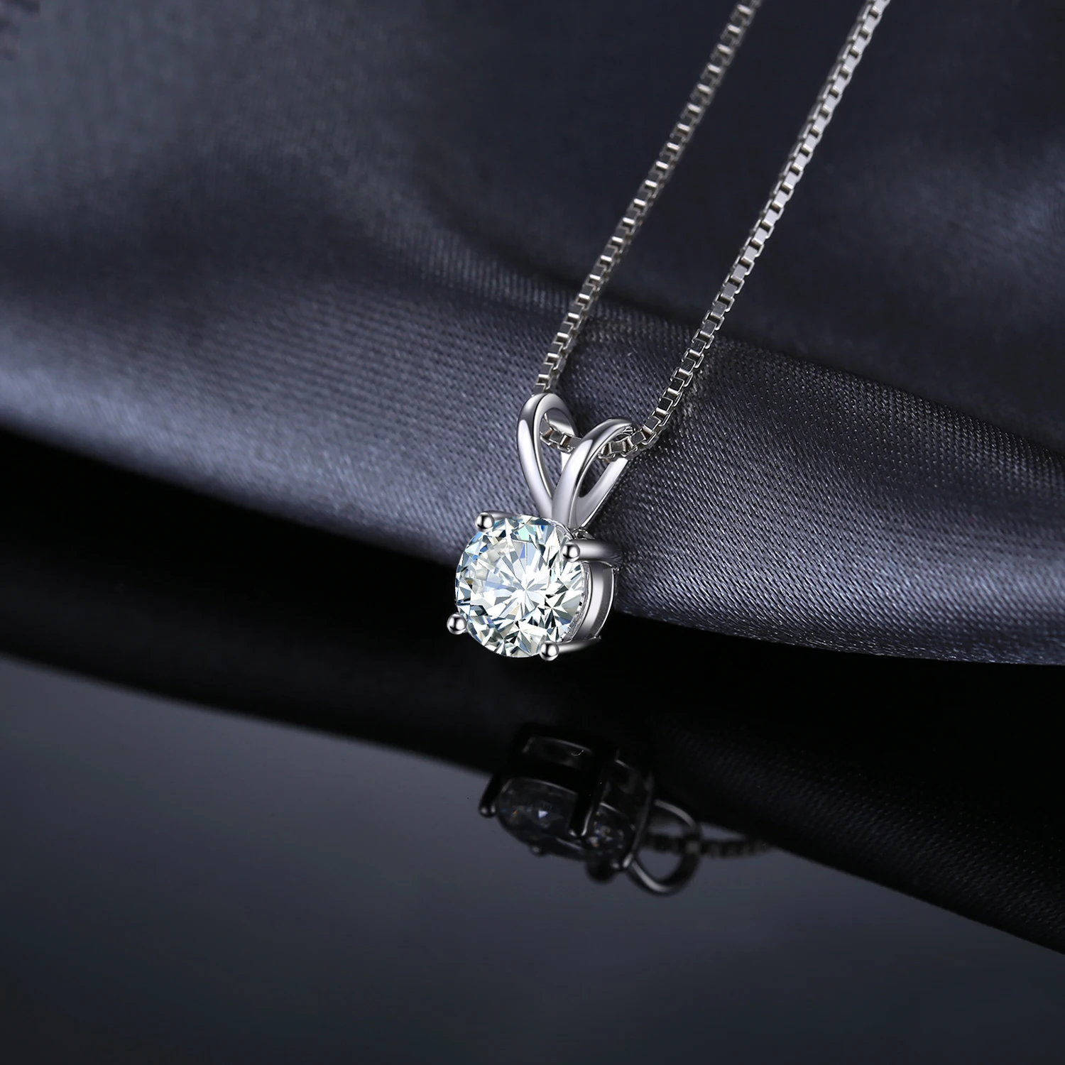 Круглый 1ct CZ ожерелье с одной подвеской 925 Серебряное колье эффектное ожерелье женское серебро 925 ювелирные изделия без цепо