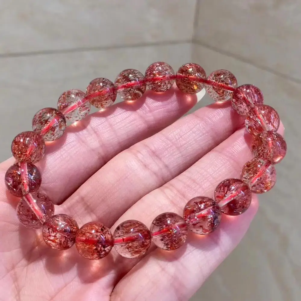 Топ 10 мм натуральный Lepidocrocite Rutilated браслет для женщин леди супер семь мелодий Кристалл стрейч круглые бусины ювелирные изделия AAAAAA