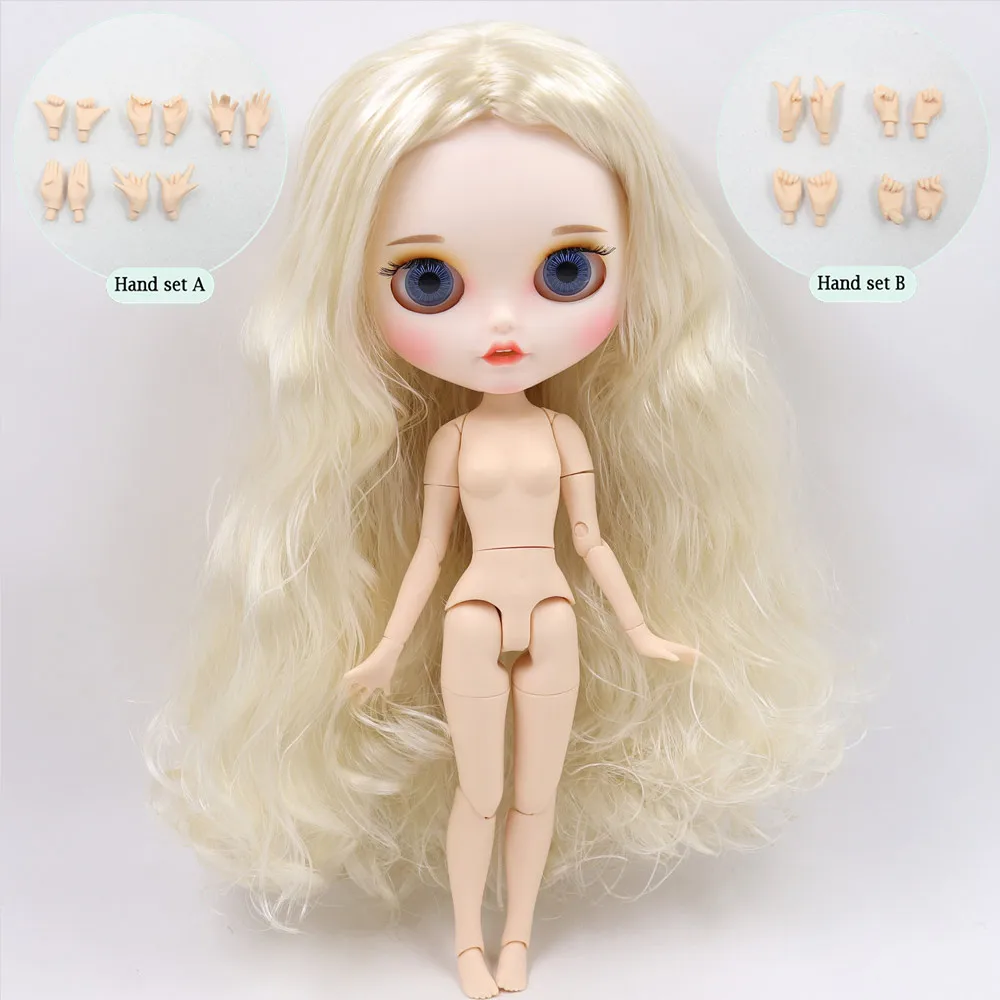 ICY Nude Blyth Doll No. BL6025 Blonde hair Carved lips Pouting mouth Matte customized face Joint body 1/6 bjd - Цвет: like the picture