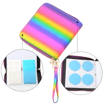 

120 Slots Stamping Plate Case Colorful Rectangle Round Nail Art Plate Organizer Empty Case Manicure Bag