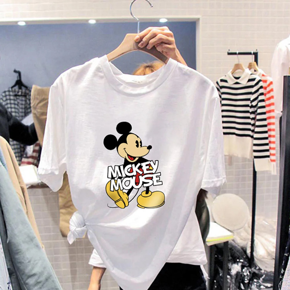 Disney Mickey Mouse Women T-shirts Casual Tops Donald Duck Loose T-shirts Summer Female Clothes Harajuku Short Sleeve T-shirts