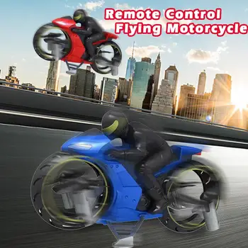 

2 In 1 Remote Control Motorcycle Land And Air Dual Mode RC Motorcycle Quadcopter Stunt Flip Motorcycle Toy With LED Light