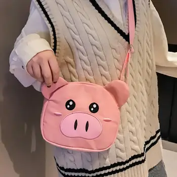 

Women Bag Student Shoulder Bag Japanese Soft Cute Cartoon Pig Canvas Pack Casual Messenger Bags For Girl Fashion Girl Handbag