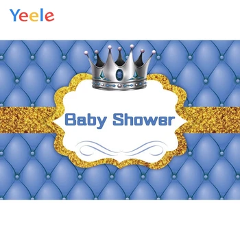 

Blue Headboard Silver Crown Gold Dots Backdrop Newborn Baby Shower Vinyl Photography Background For Photo Studio Photophone
