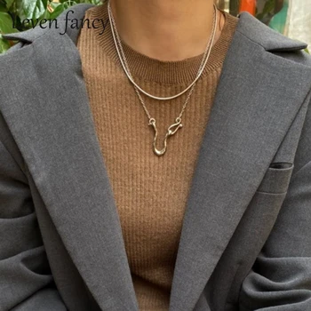 

Irregular Geometric U Shape Hook 925 Sterling Silver Horseshoe Pendant Necklace Women Trendy Everyday Jewelry Graduation Gift