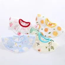 Вращающийся на 360 градусов кружевной нагрудник с цветочным рисунком, круглый детский бандана, нагрудник, хлопковый слюнявчик для малышей, слюнявчик для новорожденных мальчиков и девочек, детский шарф