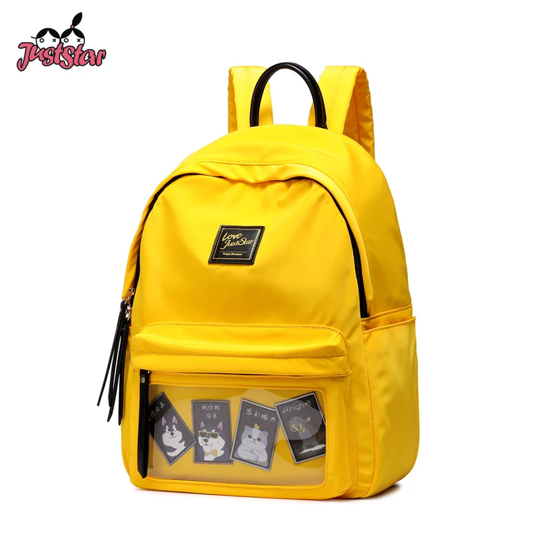 

JUST STAR Women's Backpack Ladies Fashion for A4 Animal Cartoon Bags Female Leisure Yellow Student Book Backpack High Quality