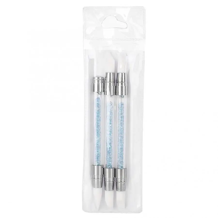 Nails Accessoires Nail Art Pen 3Pcs Professional Dual-head Silicone UV Gel Nail Art Painting Sculpture Pen Tool Set Nail Pen