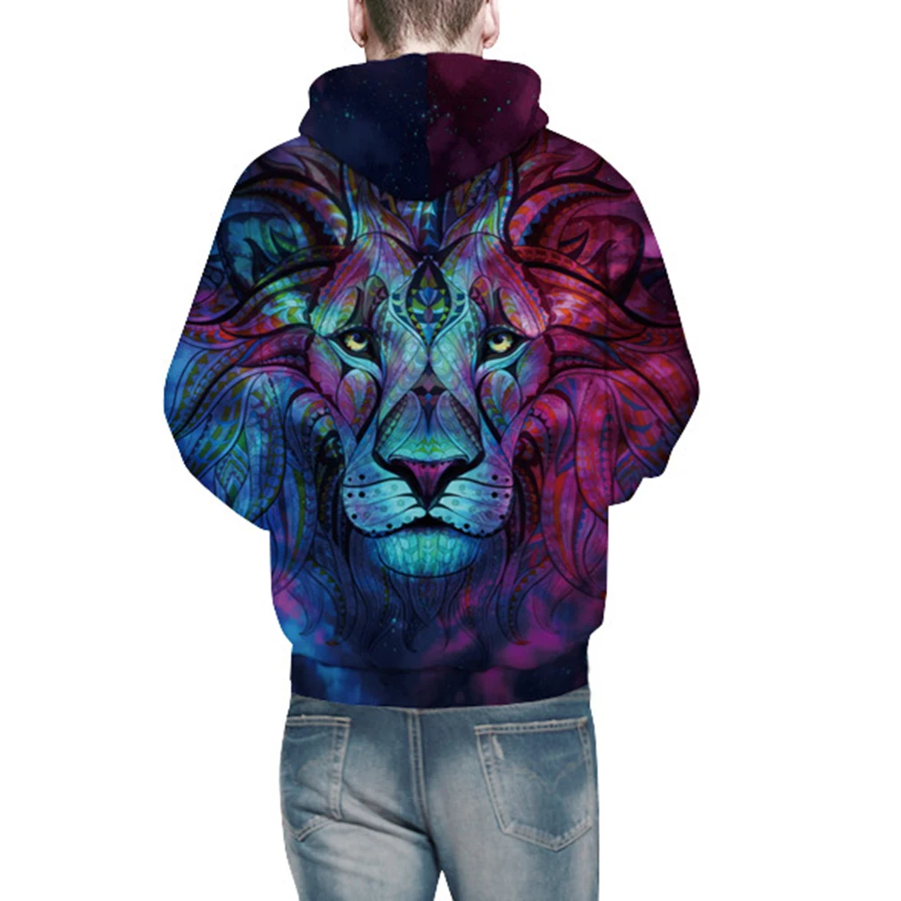 Толстовки с 3D принтом льва для женщин и мужчин с животным принтом, с капюшоном, с длинным рукавом, с карманом, пуловер, Зимние Повседневные уличные толстовки
