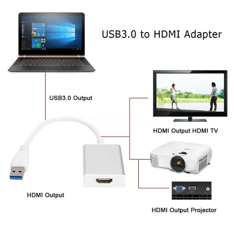 Прочный адаптер конвертер тонкий дизайн 24K позолоченный USB 3,0 к HDMI 1080P видео кабель адаптер конвертер для ноутбука