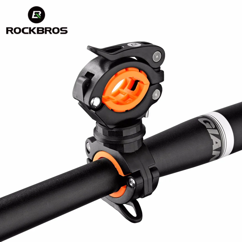 Best ROCKBROS Cycling Bike Rotating Light Double Holder LED Front Flashlight Lamp Pump Handlebar Holder Bicycle Accessories 4 Colors 0