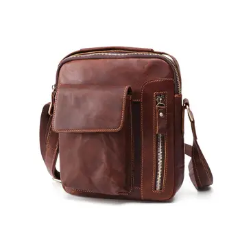 

Men's Square Crossbody Bag First Layer of Cowhide Large Capacity Retro Vertical Business Bags Gentleman Soft Shoulder Bag