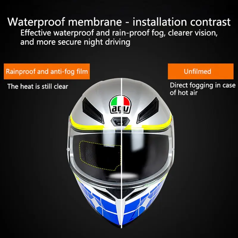 Универсальный тип мотоциклетный шлем анти-дождь Противотуманные пленки Электрический автомобиль половина-шлем противотуманные линзы патч