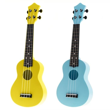 

HOT-2Pcs 21 Inch Acoustic Ukulele Uke 4 Strings Hawaii Guitar Guitar Instrument for Kids and Music Beginner - Blue & Yellow
