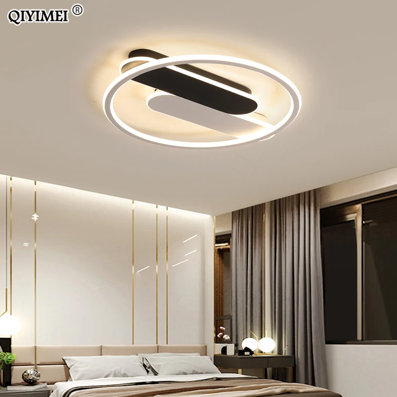 Черно белые современные светодиодные потолочные лампы для спальни комнаты учебы