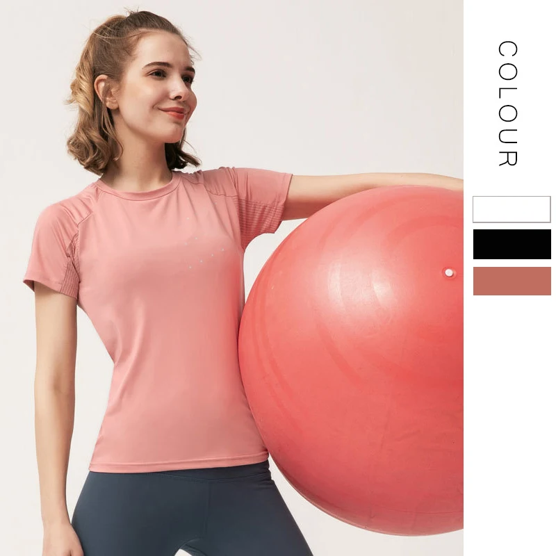 

Women Solid Yoga T-shirt Sports Short Sleeves 2019 New Fitness Clothes for Women Workout Tops for Women Sports Wear for Gym