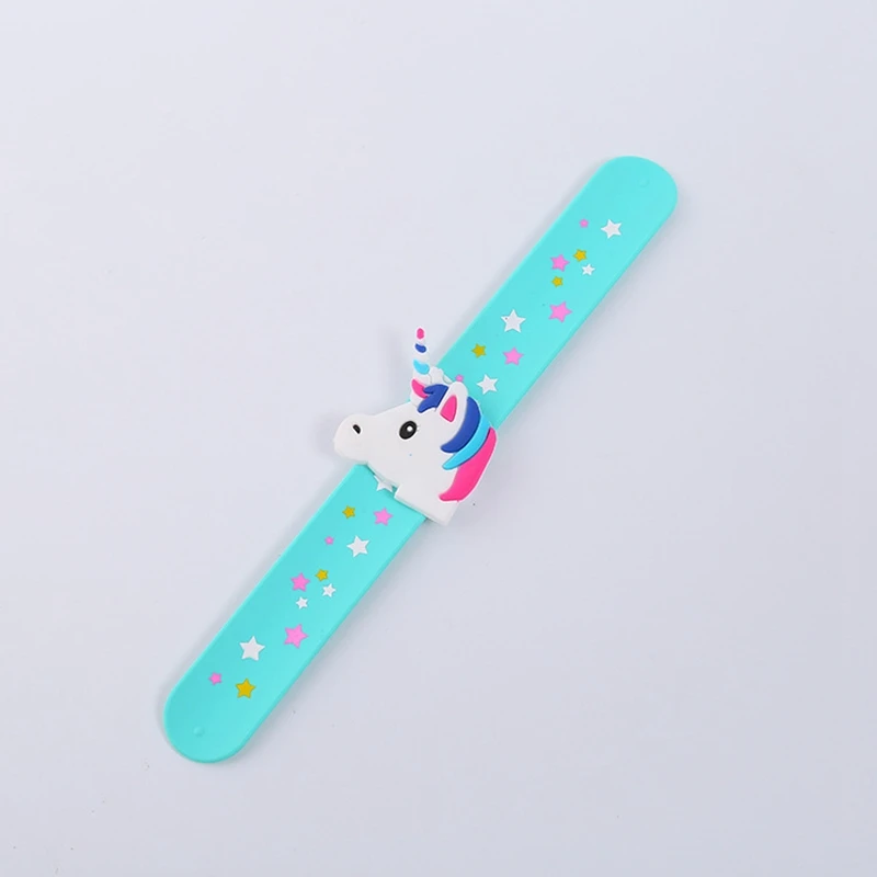 Light Blue unicorn 1 шт Единорог Slap Snap wrap браслет кольцо-браслет на руку дети мальчик модная из силикона браслет Детские игрушки для вечеринки в честь Дня рождения сувениры - Цвет: Light Blue unicorn