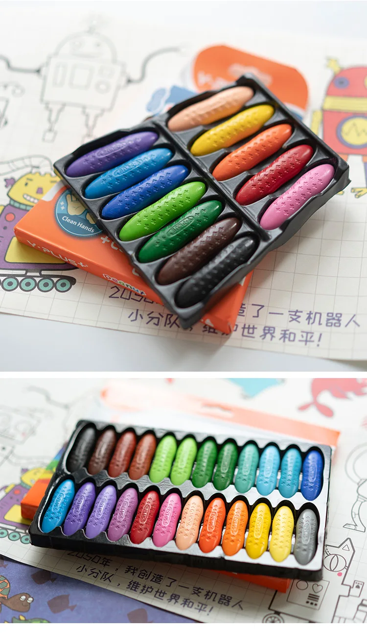 Sixfox 24 Crayons Cacahuète – Forme Ergonomique, Lavables, Non Toxiques – Pour Enfants, Tout-Petits, Adultes – Cadeau Artistique