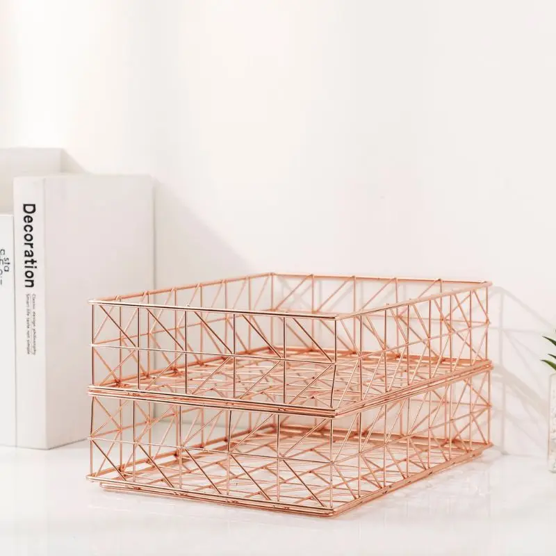 

Nordic Wrought Iron Magazine Newspaper Storage Basket Desktop Sundries Organizer