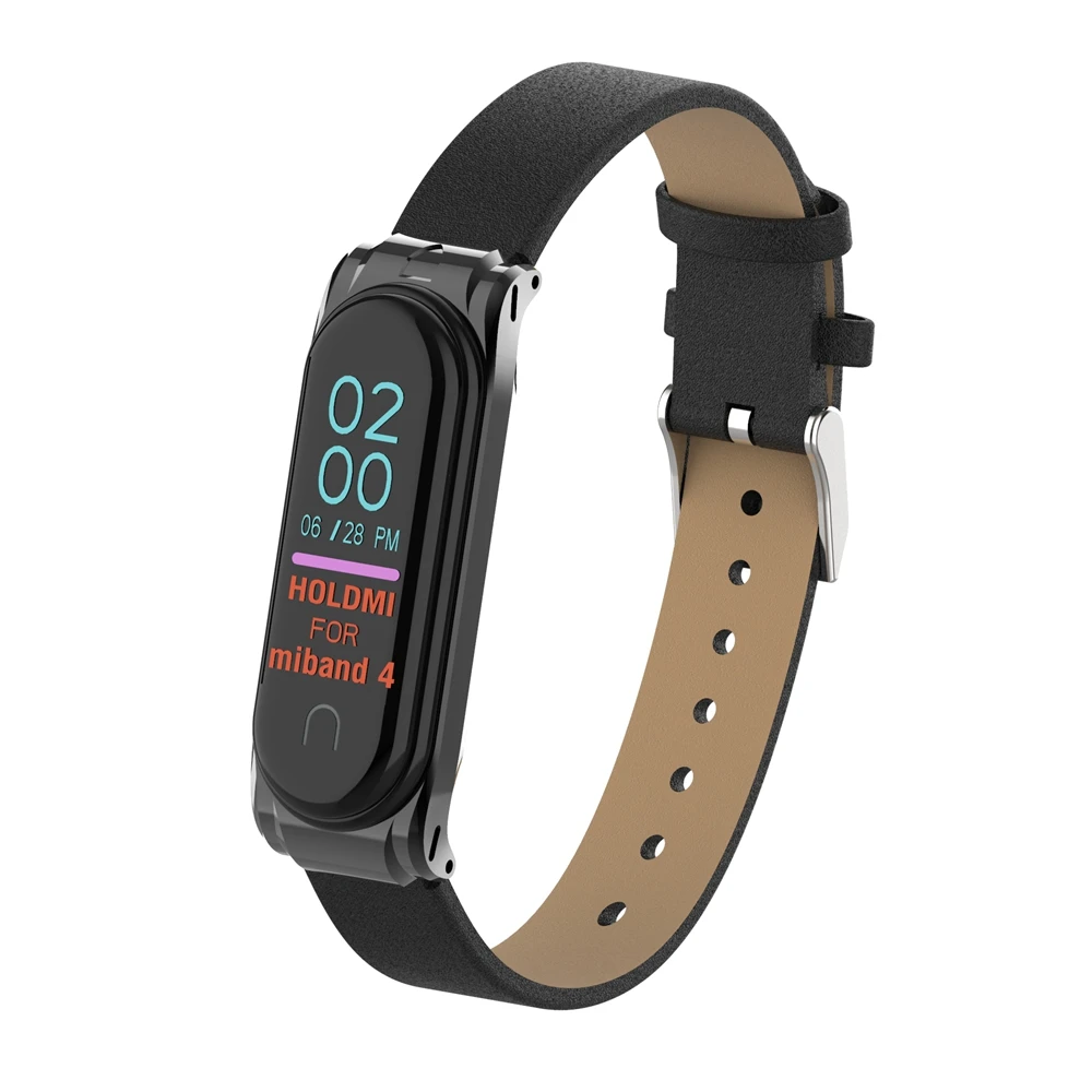 Цветной PU+ металлический чехол для Xiaomi mi band 4 Correa сменный спортивный ремешок mi Band 4 аксессуары ремешок для браслета