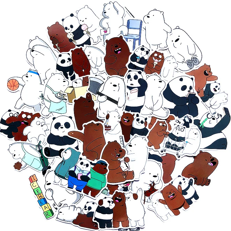

36pcs/set American Anime We Bare Bears Sticker Decal for Children Christmas Gifts Backpack Notebook Luggage Waterproof Stickers