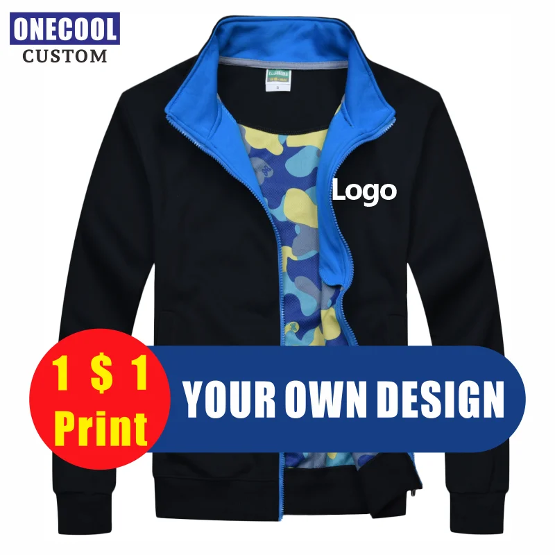 High-Quality Men And Women Jacket Custom Logo Print Embroidery Zipper Hoodie Personal Design Text Logo Image ONECOOL 2021 100pcs customize your logo transparent sticker printing white text personalized customization design your own stickers