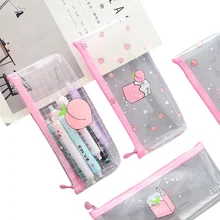 

10pcs/lot Creative Small Fresh Large Capacity Simple Fruit Transparent Stationery Pencil Case Three Selection