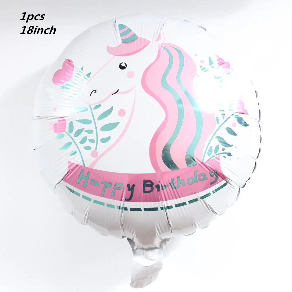 1pcs 18inch WALMD 10 шт./лот Единорог поставка шаров для праздников латексные воздушные шары Дети мультфильм животных фургон для перевозки лошадей Глобус День рождения украшения - Цвет: 1pcs 18inch
