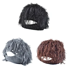 LUCKSTONE ручная вязка Мужская лыжная теплая шапка зимняя вязаная шляпа с усами велосипедная маска Лыжная теплая шапка забавная шапка