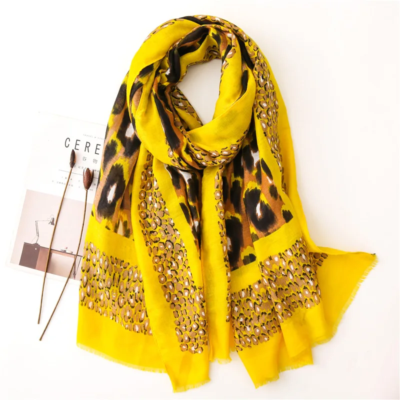 KYQIAO для женщин, испанский стиль, шикарный дизайн, длинный Желтый леопардовый платок, шали и палантины, женский роскошный брендовый теплый шарф из пашмины