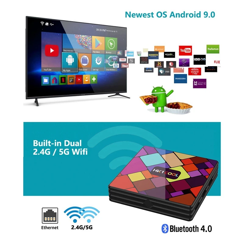 HK1 классный смарт ТВ приставка Android 9,0 4 Гб DDR3 64 Гб 2,4G 5G двойной WiFi HDMI 4K IP tv Netflix медиаплеер телеприставка