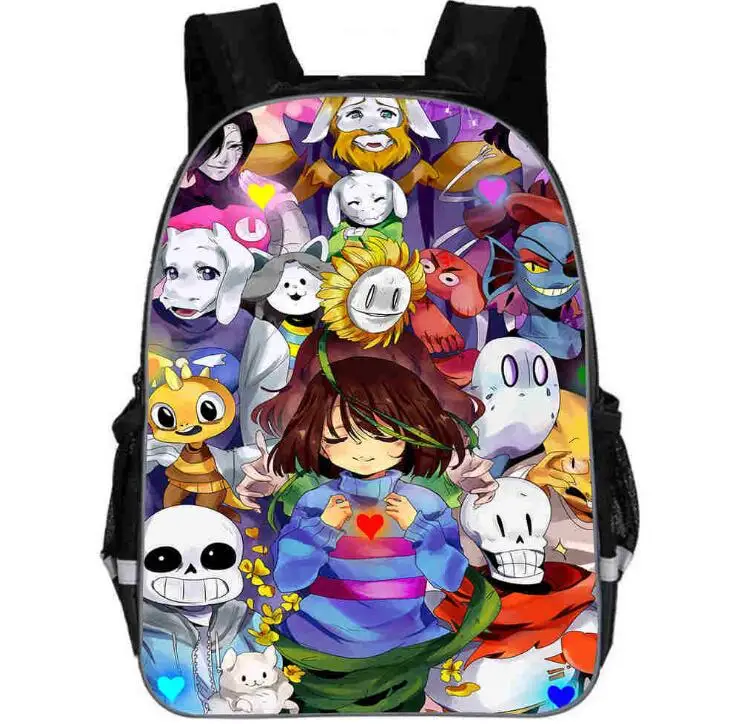 picture color 16 дюймов Аниме Undertale рюкзак для девочек мальчиков Книга Сумка для женщин mochila мужская дорожная сумка Undertale детей подростков школьные рюкзаки - Цвет: picture color