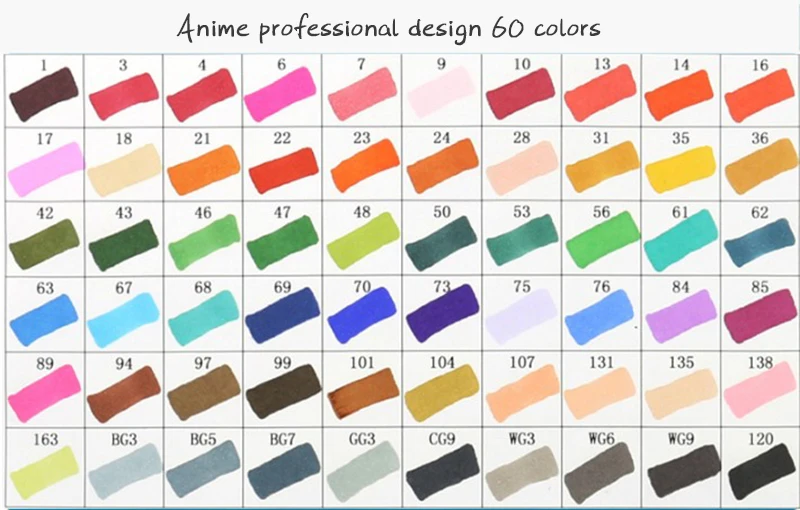 Touchfive маркеры 60/80 цветов кисть для эскиза набор ручек двойная головка масляная спиртовая основа маркер ручка для художника Рисование манга анимация - Цвет: Anime 60 colors