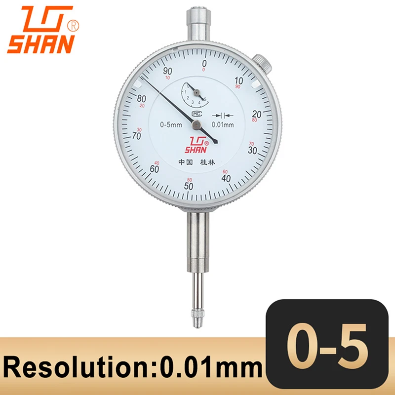 shan 100% Original Dial indicator Precision 0.01mm Dial Indicator Gauge Meter Resolution Indicator Gauge measure instrument Tool