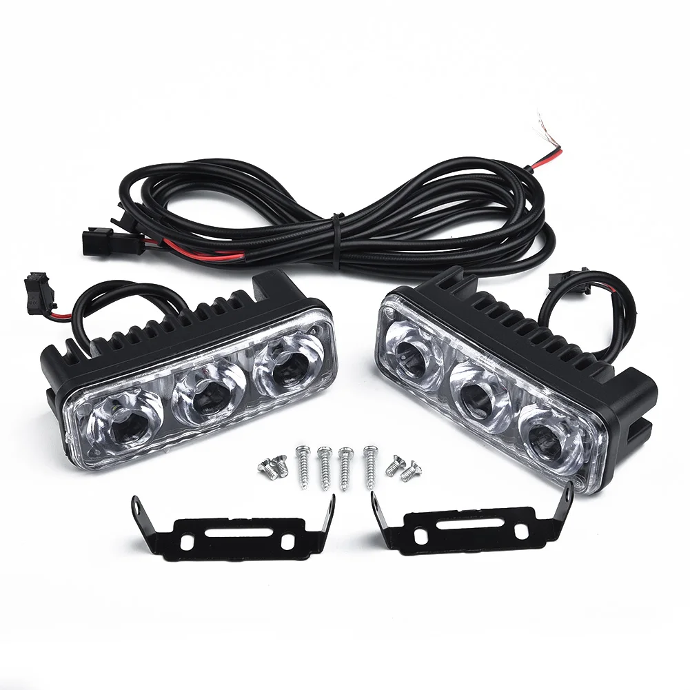 

Work Light 12V 2pcs 3LED Car DRL Daytime High Power Running Super White Universal Durable New Parts Accessories