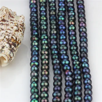 

Genuine 7-8 mm peacock blue black potato round pearl strands loose beads women lady jewelry DIY