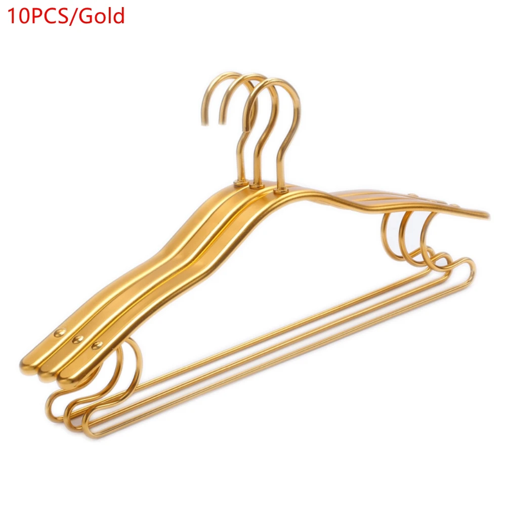 10Pcs Adult Clothes Hangers Aluminium Alloy Drying Rack Wardrobe Space  Saver Kit